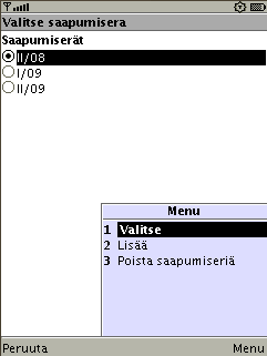 saapumiserän valinta
